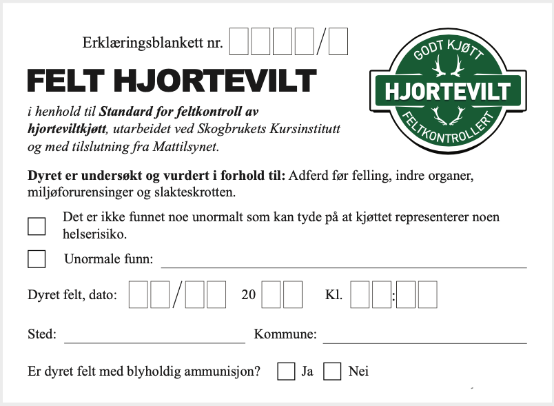 Viser erklæringsblankett