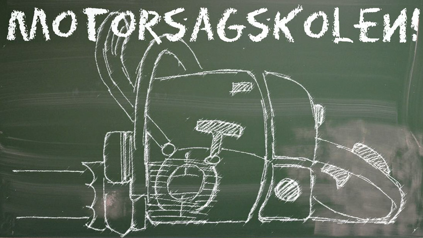 Viser tegning av motorsag